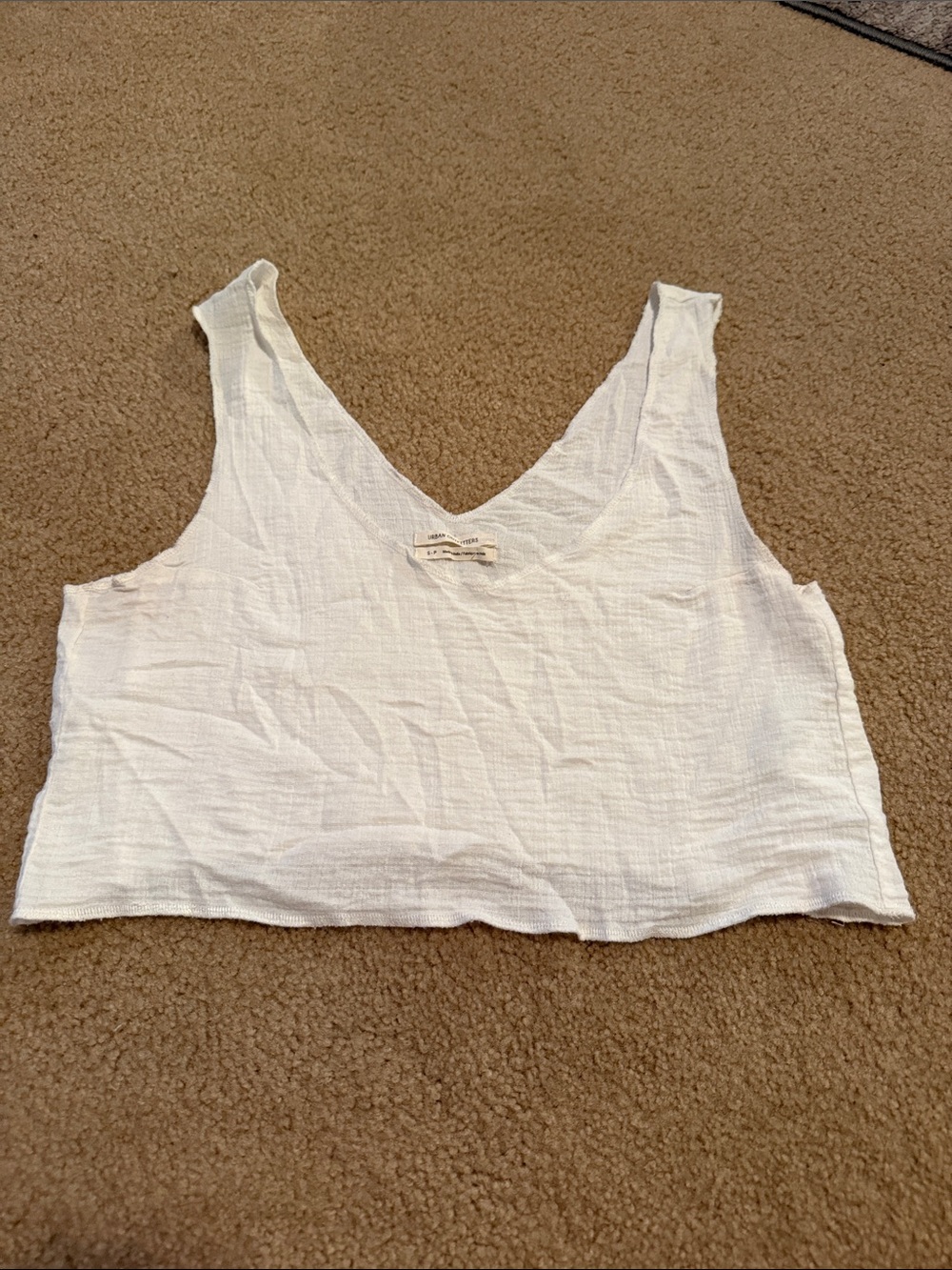 Urban Outfitters Linen-Style 100% Cotton Boxy Cropped Tank Top